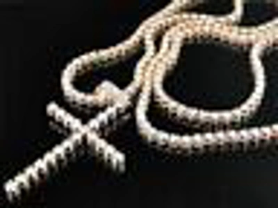 Pre-owned Jewelry Unlimited Mens 1 Row Rose Pink Gold Diamond Tennis Chain With Matching Diamond Cross 15 Ct