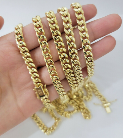 Pre-owned My Elite Jewler Real 10k Gold Miami Cuban Link Chain 30" 7mm 10kt Yellow Gold Necklace Box Clasp