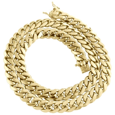 Pre-owned Jfl Diamonds & Timepieces 10k Yellow Gold 10.75mm Solid Miami Cuban Link Chain Box Clasp Necklace 22"- 30"