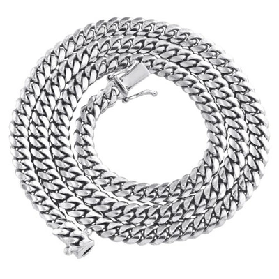 Pre-owned Jfl Diamonds & Timepieces 10k White Gold Solid Miami Cuban Link Chain 5mm Box Clasp Choker Necklace 22"