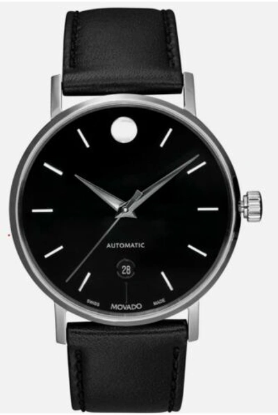 Pre-owned Movado Brand  Men's Black Dial Automatic Movement Watch 0607299