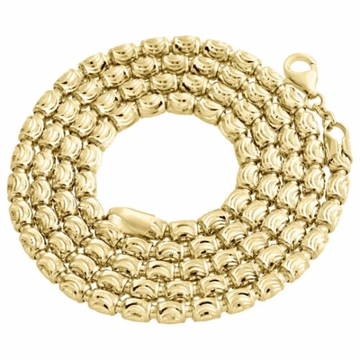 Pre-owned Jfl Diamonds & Timepieces Solid 10k Yellow Gold Diamond Cut Barrel Chain 4mm Necklace Oval Bead 22-30 Inch