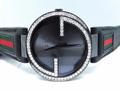 Pre-owned Gucci Mens  Black Pvd 42 Mm Xl Interlocking Gg Diamond Watch 2.0ct Ya133206 In G-h
