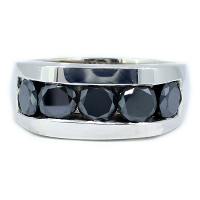 Pre-owned Navid Jewelry 5.00 Carat Black Diamond Men's Ring Platinum 950