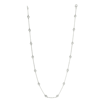 Pre-owned Morris &amp; David 1.50 Carat Diamond By The Yard Necklace Si 14k White Gold 14 Stones 18 Inches