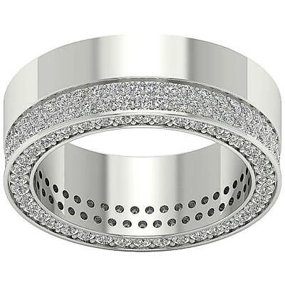 Pre-owned Diamondforgood Men's Eternity Ring Si1 2.00 Ct Round Diamond 14k Solid Gold Appraisal 7.40mm In White
