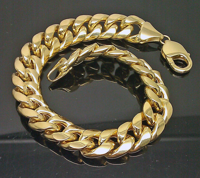 Pre-owned G&d Real 10k Men Yellow Gold Miami Cuban Bracelet 11mm 8.5 Inch Box Lock Available