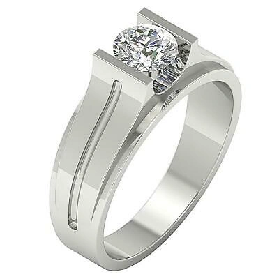 Pre-owned Diamondforgood Men's Solitaire Wedding Ring 0.80 Ct I1 Diamond White Yellow Rose Gold 7.50mm