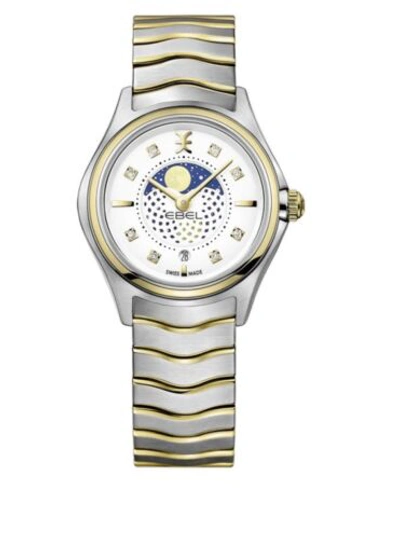 Pre-owned Ebel Brand Ladies  Wave 18kt Mini Moonphase 30mm Diamond Watch 1216373
