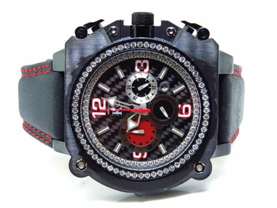 Pre-owned Techno Com By Kc Mens Techno Com Kc Xl Case Weg 44 Mm Real Vs Diamond Watch 2.0 Ct