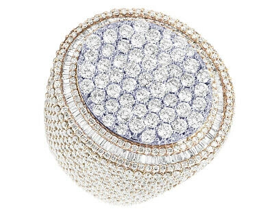 Pre-owned Jewelry Unlimited Men's 10k Tt Rose White Gold 16.7ct Real Diamond Pinky Ring 34mm