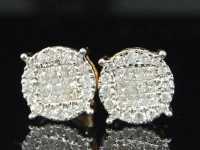 Pre-owned Jfl Diamonds & Timepieces Mens Ladies 14k Yellow Gold 1c Diamond Stud Earrings In White