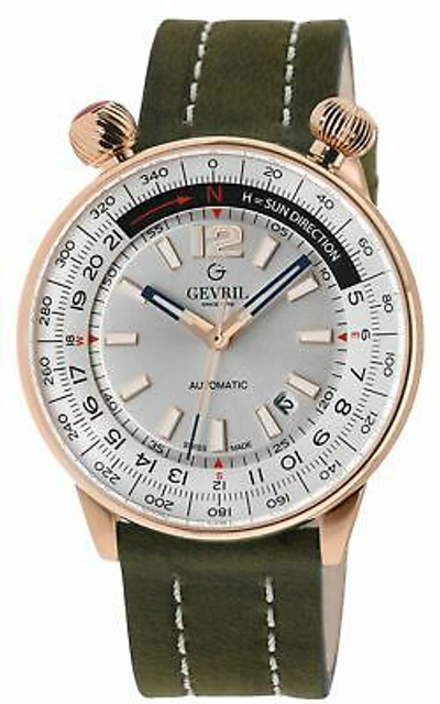Pre-owned Gevril Men's 48564a Wallabout Solar Compass Swiss Automatic Leather Watch