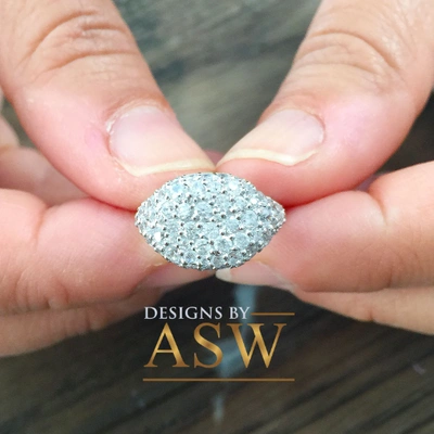 Pre-owned Asw 14k White Gold Round Cut Diamond Ring Eternity Style Pinky Micro Pave 2.00ctw