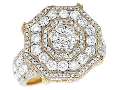 Pre-owned Jewelry Unlimited Men's 14k Yellow Gold Real Diamond Octagon Wedding Pinky Fashion Ring 3.0ct 20mm