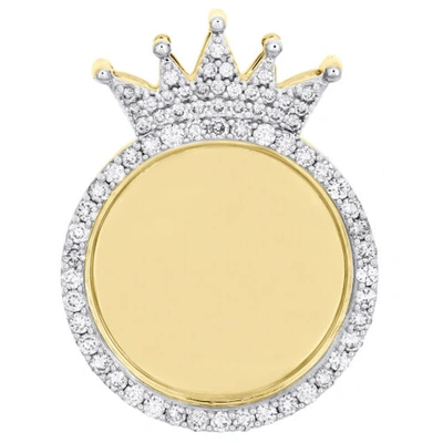 Pre-owned Jfl Diamonds & Timepieces 10k Yellow Gold Round Diamond Memory Picture Crown King Frame 1.30" Pendant 1 Ct In White