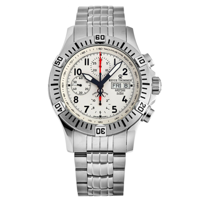 Pre-owned Revue Thommen Men's Airspeed White Dial Chronograph Day-date Watch 16071.6122