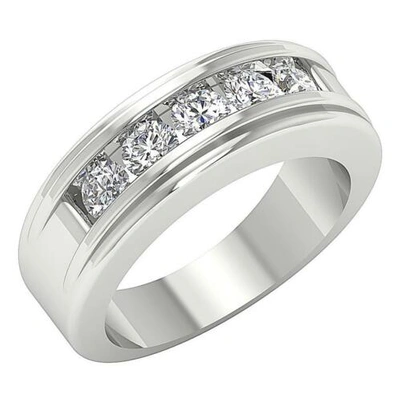 Pre-owned Diamondforgood Channel Set Men's Engagement Ring Natural Diamond I1 1.00 Ct 14k White Gold