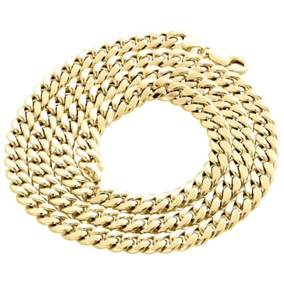 Pre-owned Jfl Diamonds & Timepieces 10k Yellow Gold Semi Hollow Miami Cuban 7mm Chain Link Necklace 24 - 30 Inches