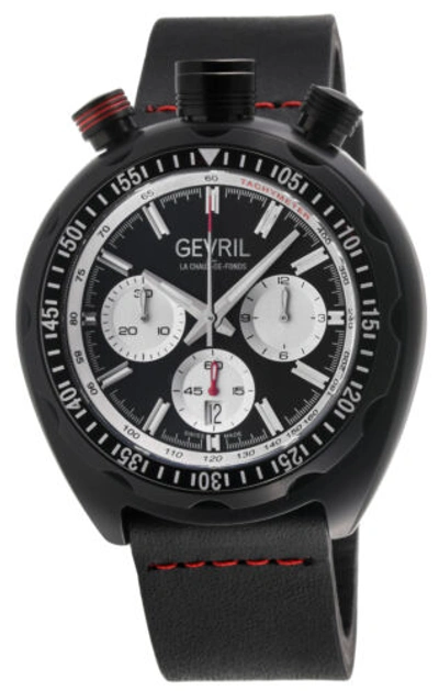 Pre-owned Gevril Men's 46203 Canal St Swiss Automatic Sellita Sw500 Chrono Leather Watch