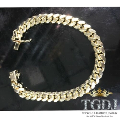 Pre-owned Tgdj 44grams Solid 14k Gold Miami Men's Cuban Curb Link Bracelet 8.5" Heavy 8.3mm