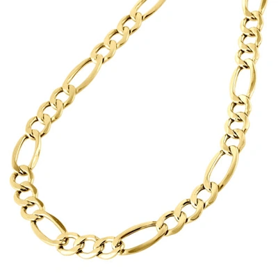 Pre-owned Jfl Diamonds & Timepieces Genuine 14k Yellow Gold 7.50mm Solid Plain Figaro Link Chain Necklace 18-30 Inch