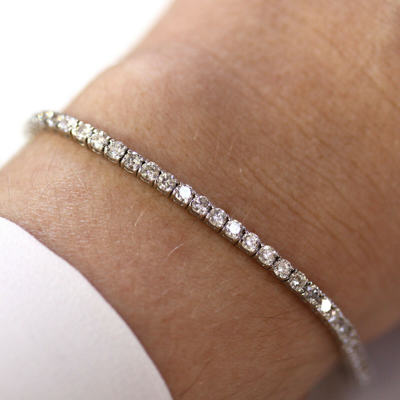 Pre-owned Jewelry By Arsa 4 Ctw Natural Real Diamond Solid 14k White Gold Tennis Bracelet 2.5 Mm, 6-8" L In G-h