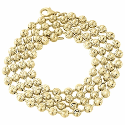 Pre-owned Jfl Diamonds & Timepieces 10k Yellow Gold Moon Cut Style Link Solid Chain Necklace (5mm) 26" - 40"