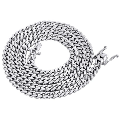 Pre-owned Jfl Diamonds & Timepieces 10k White Gold 6.50mm Solid Miami Cuban Link Necklace Box Clasp Chain 24 Inch