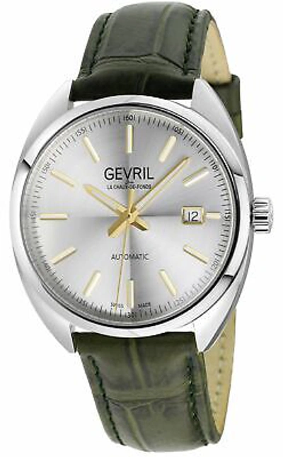 Pre-owned Gevril Men 48702a Five Points Swiss Automatic Exhibition Case Back Leather Watch