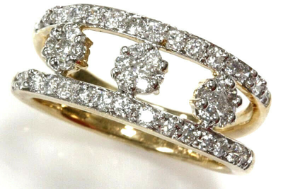 Pre-owned Jewelry By Arsa 0.75 Ctw Natural Diamond Solid 14k Yellow Gold Open Shank Cluster Flower Ring In G-h