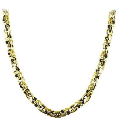 Pre-owned Bullet Mens Medium Size Twisted  Link Chain In 14k Yellow Gold, 24 Inches
