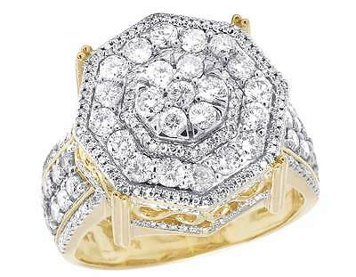 Pre-owned Jewelry Unlimited Men's 10k Yellow Gold Genuine Diamond Octagon Wedding Pinky Ring 2.0 Ct 19mm