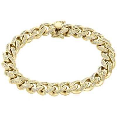 Pre-owned Jfl Diamonds & Timepieces 10k Yellow Gold 11.35mm Solid Miami Cuban Link Diamond Bracelet 8.50" | 2.10 Ct. In White
