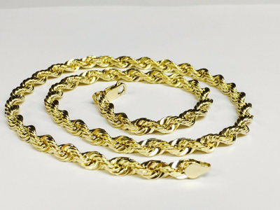 Pre-owned R C I 14k Solid Yellow Gold Diamond Cut Rope Chain