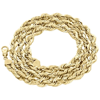 Pre-owned Jfl Diamonds & Timepieces Real 10k Yellow Gold Diamond Cut Solid Rope Chain 9mm Shiny Necklace 22-30 Inch