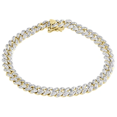 Pre-owned Jfl Diamonds & Timepieces 14k Yellow Gold Diamond 3d Puffed Miami Cuban Link 6.5mm Bracelet 7" | 1.90 Ct. In White