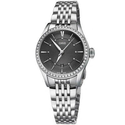 Pre-owned Oris Women's Artelier Watch Automatic Diamond Grey Dial Steel 01 561 7722 4953mb
