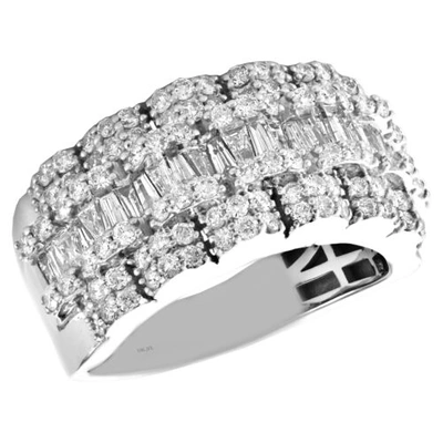 Pre-owned Jfl Diamonds & Timepieces 10k White Gold Round & Baguette Diamond Wedding Band 12mm Statement Ring 2.35 Ct