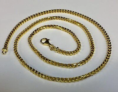 Pre-owned Nova 14k Solid Yellow Gold Franco Curb Box Mens Link 22" 3 Mm 30 Grams Chain Necklace In No Stone