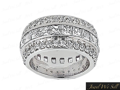 Pre-owned Jewelwesell 4.25ct Princess Cut Diamond Wide 3row Eternity Band Ring Solid 18k Gold Si1 In F
