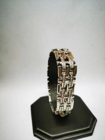 Pre-owned Navid Jewelry Inc 5.04 Ct Round Natural Diamond F Vs1 Mens Bracelet 14k White Gold 8.5" Long
