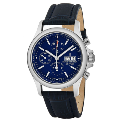 Pre-owned Revue Thommen Men's 'pilot' Blue Dial Chronograph Swiss Automatic 17081.6535