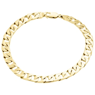 Pre-owned Jfl Diamonds & Timepieces 10k Yellow Gold Solid Textured Miami Cuban Link 7mm Mens Fancy Bracelet 8.50"