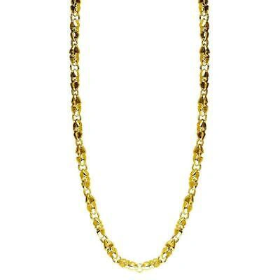Pre-owned Bullet Mens Or Ladies Small Size Link Twisted  14k Yellow Gold Chain, 22"