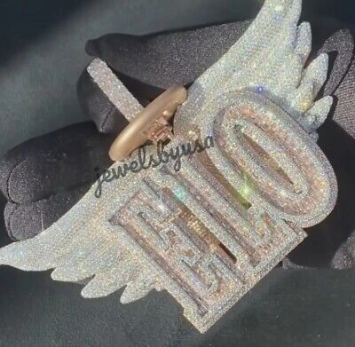 Pre-owned Nsg 2 Sided Customized Memory Picture & Any Name 7ct Cubic Zirconia Pendant 925 In White