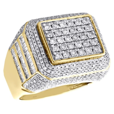 Pre-owned Jfl Diamonds & Timepieces 14k Yellow Gold Round & Baguette Diamond Statement Ring 18mm Statement Band 2 Ct In White