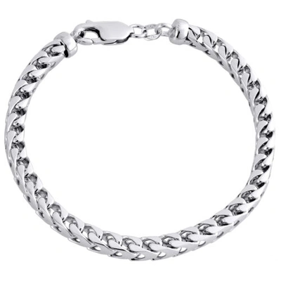 Pre-owned Jfl Diamonds & Timepieces Mens Real 10k White Gold Solid Franco Box Closed Link Fancy Bracelet 5mm | 8"