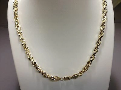 Pre-owned R C I 14k Solid Yellow Gold Diamond Cut Rope Chain Necklace 18" 5 Mm 27 Grams In No Stone