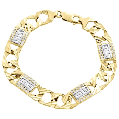 Pre-owned Jfl Diamonds & Timepieces 10k Yellow Gold Diamond Cut Texture Figaro Link 11mm Statement Fancy Bracelet 9"